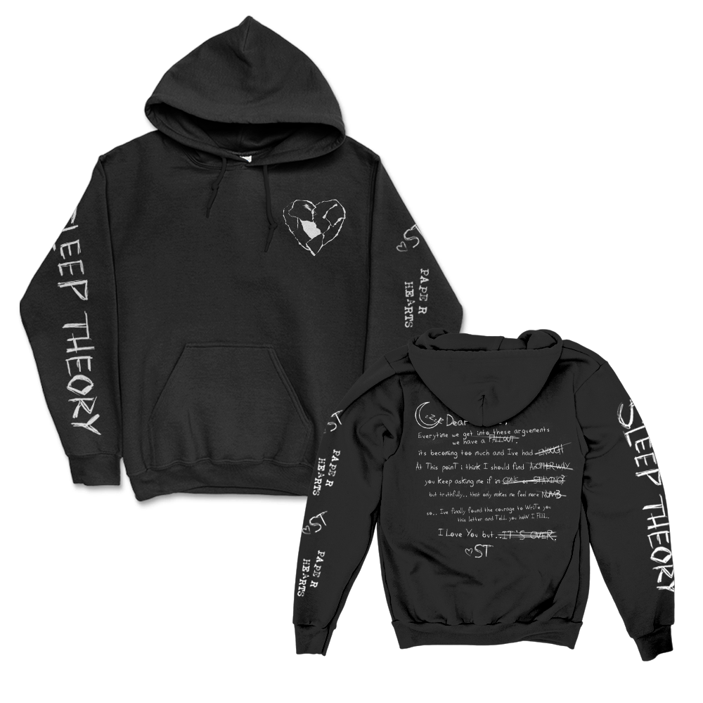 Paper Hearts Pullover Hoodie (Black)