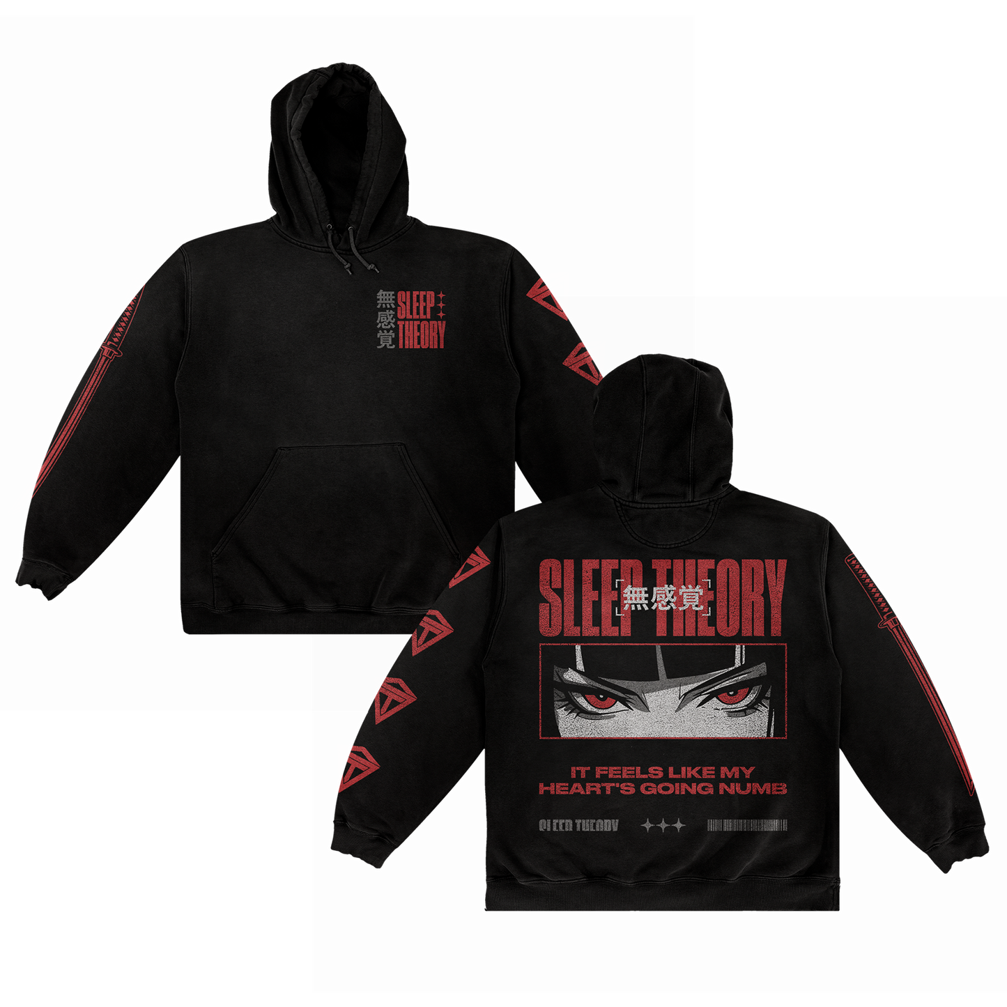 Numb Anime Pullover Hoodie (Black)